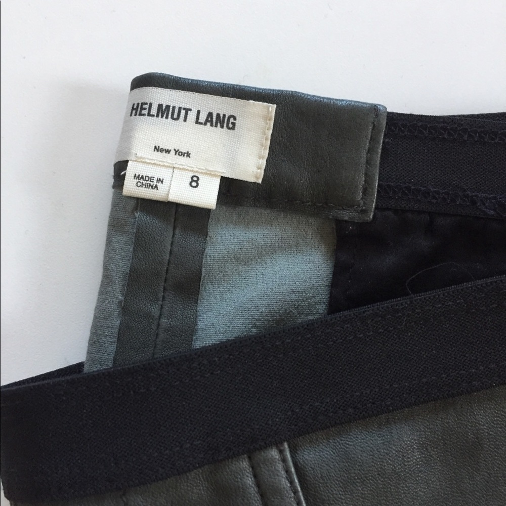 Olive green leather Helmut Lang pants